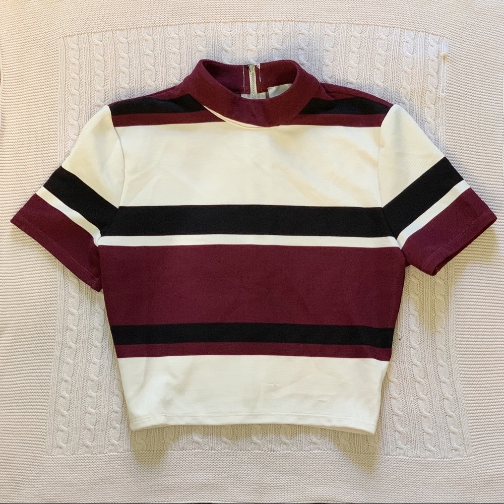 J.O.A. Striped Crop Top